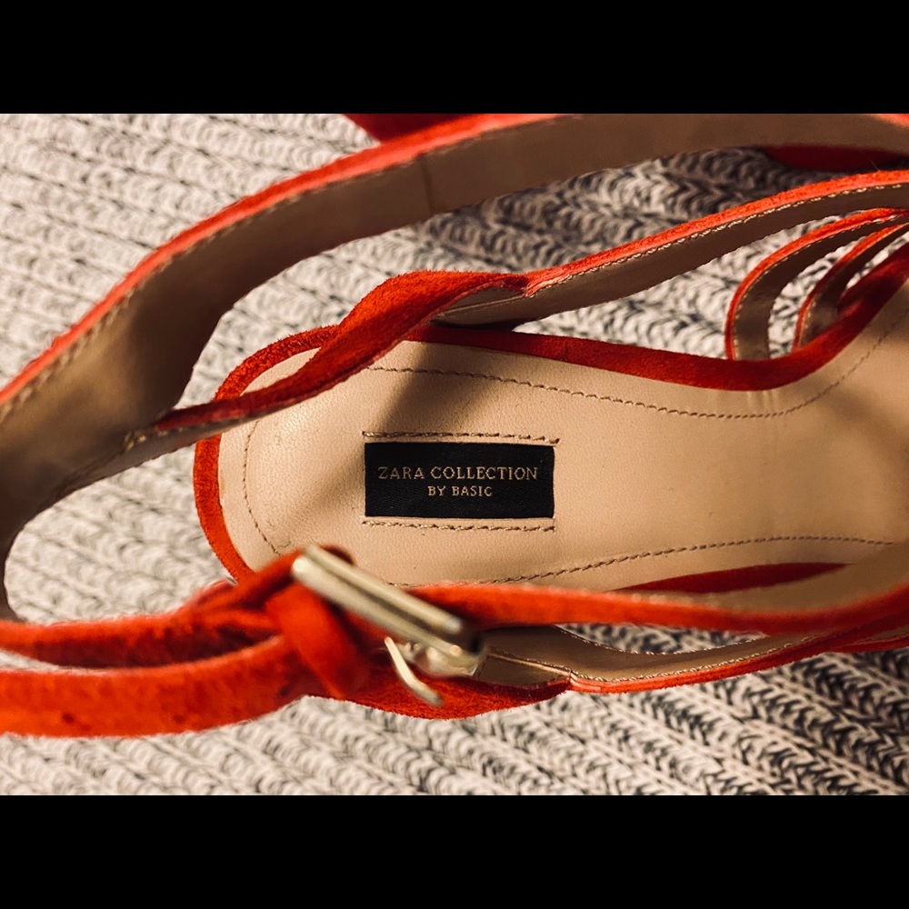 Zara Red Suede Platform Heels - image 6